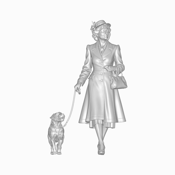 1940er Frau mit kleinem Hund - (DF-1313)