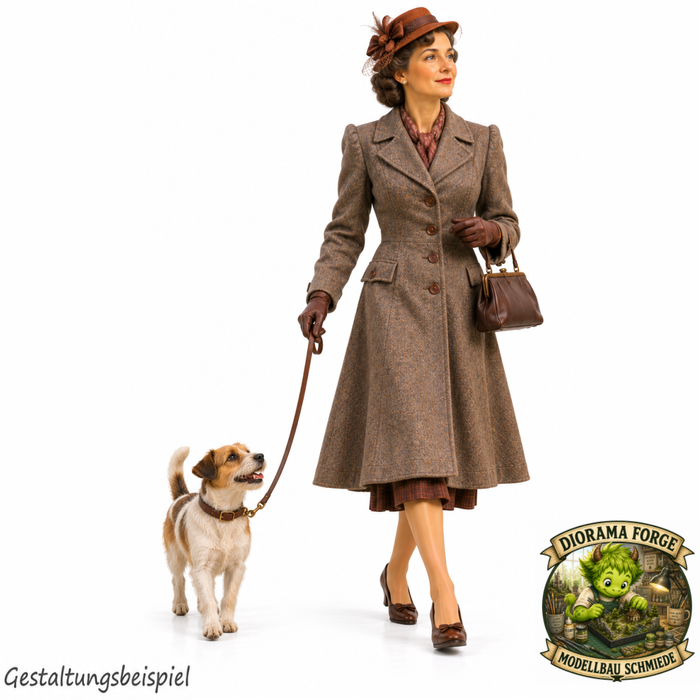 1940er Frau mit kleinem Hund - (DF-1313)