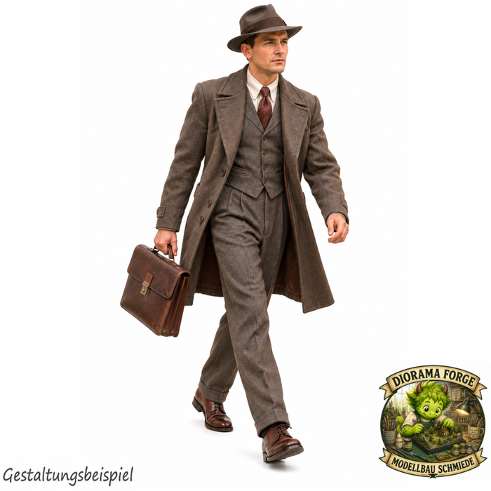 1940er Herr mit Aktentasche auf dem Weg zur Arbeit (DF-1329)
