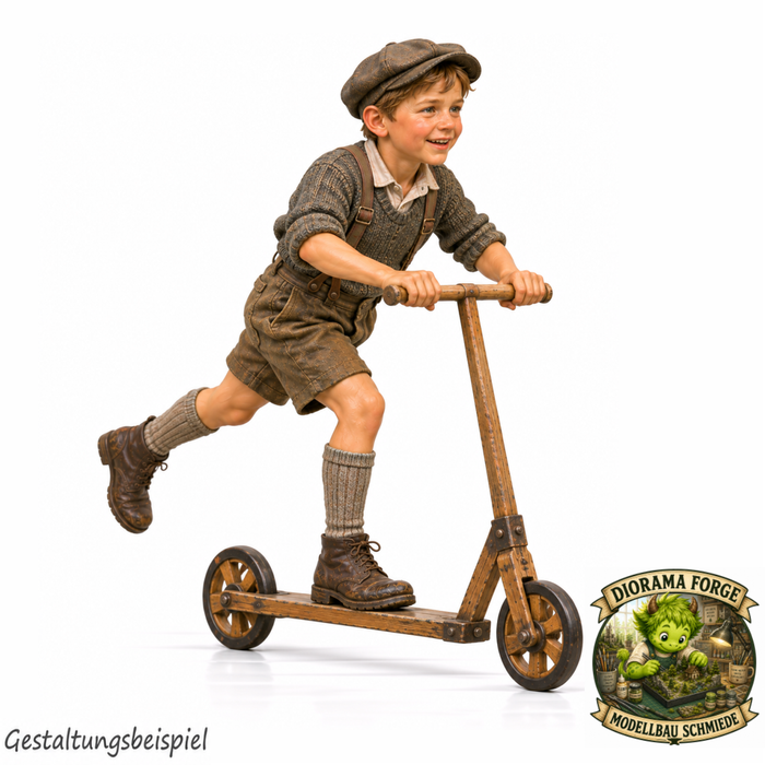 1940er Junge mit Holzroller (DF-1333)