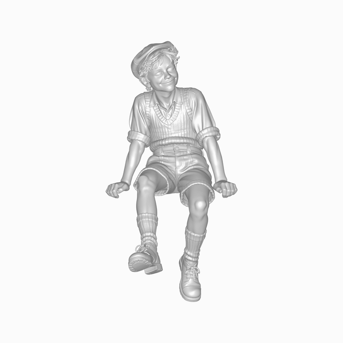 1940er Junge sitzt auf einer Mauer (DF-1337)