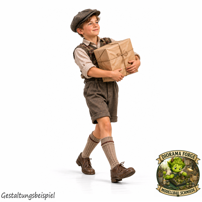 1940er Junge trägt Lebensmittelpaket (DF-1338)