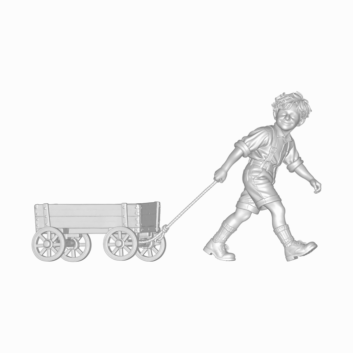1940er Junge zieht einen kleinen Holzwagen (DF-1339)
