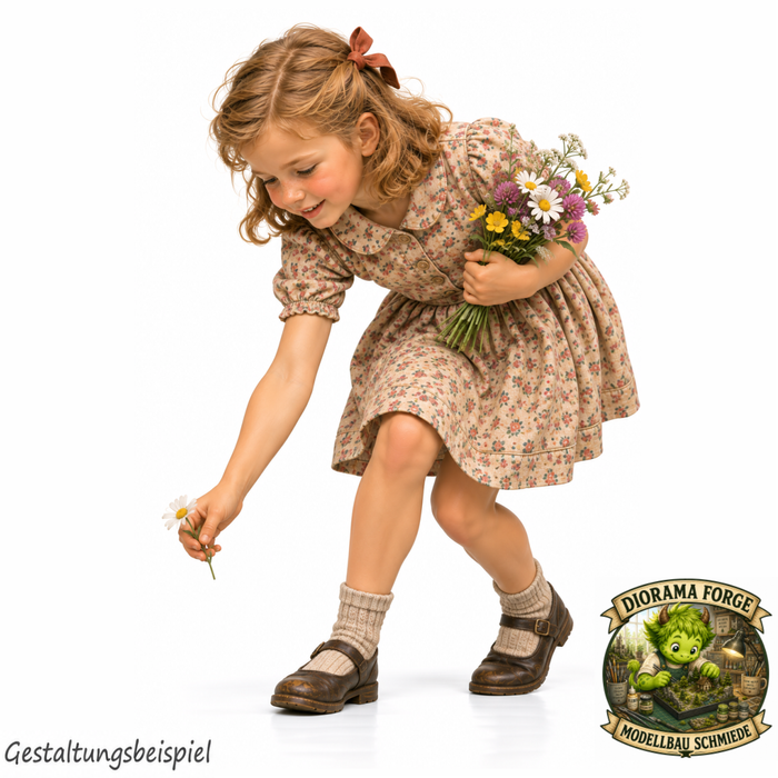 1940er Mädchen pflückt Blumen (DF-1352)