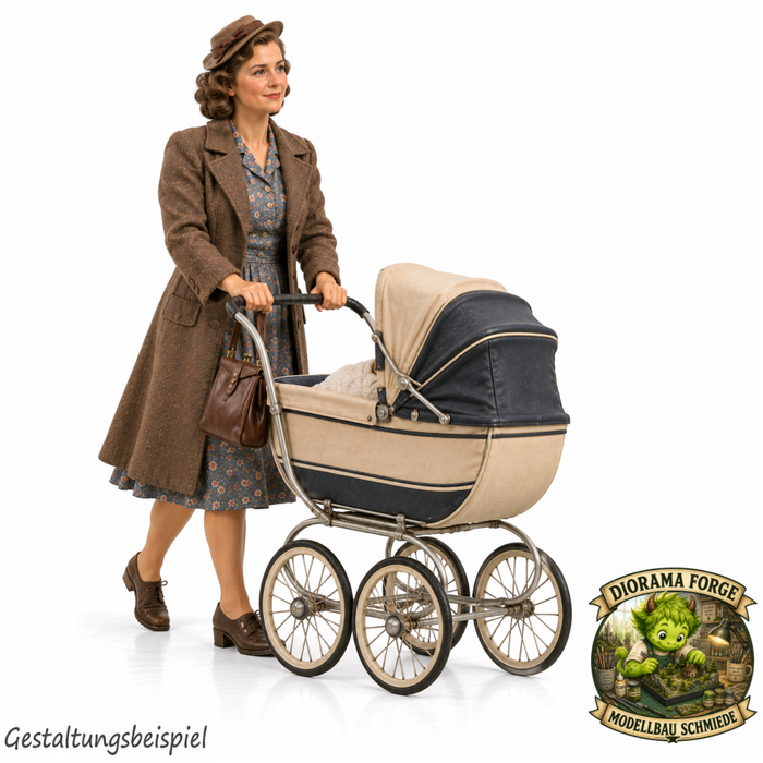 1940er Marktbesucherin mit Kinderwagen (DF-1366)