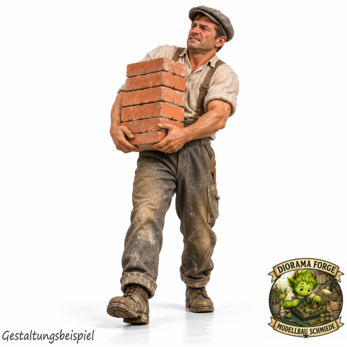1940er Maurer trägt schweren Ziegelstapel (DF-1369)