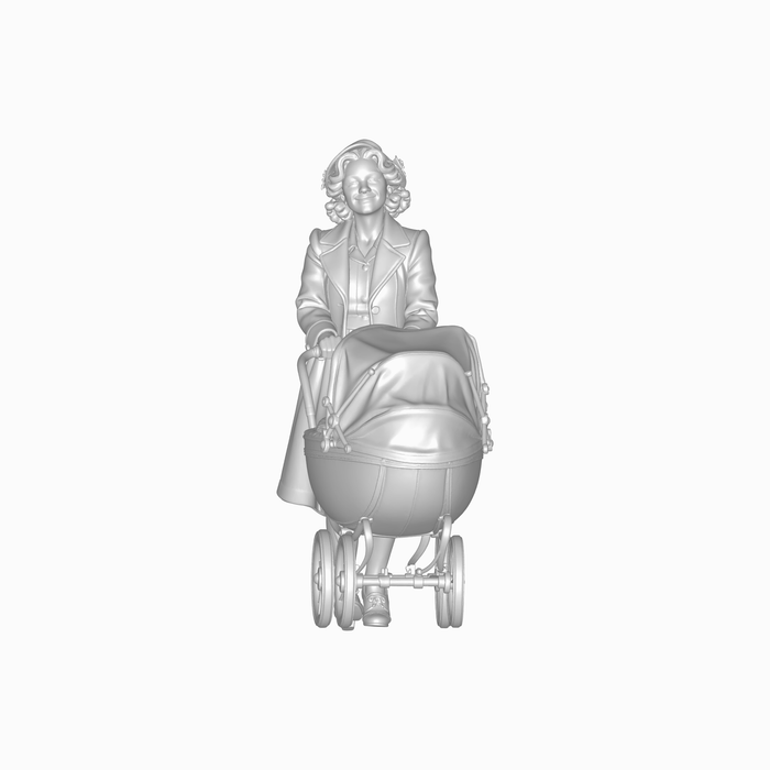 1940er Mutter schiebt Kinderwagen (DF-1375)
