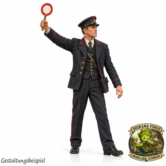 1940er Schaffner hebt die Signalkelle (DF-1386)