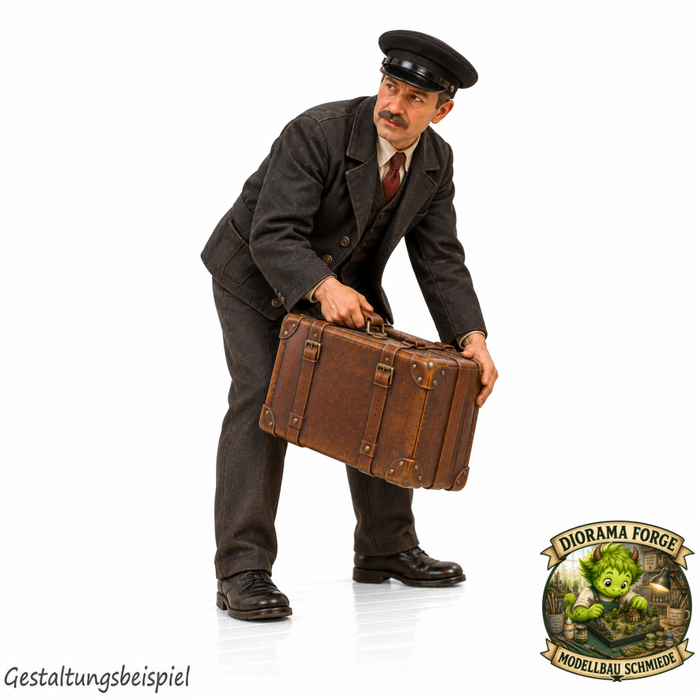 1940er Taxifahrer lädt Koffer ein bunt (DF-1397)