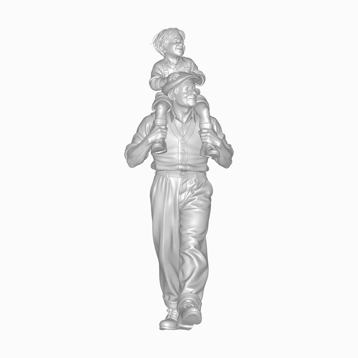 1940er Vater trägt Kind auf Schultern (DF-1400)