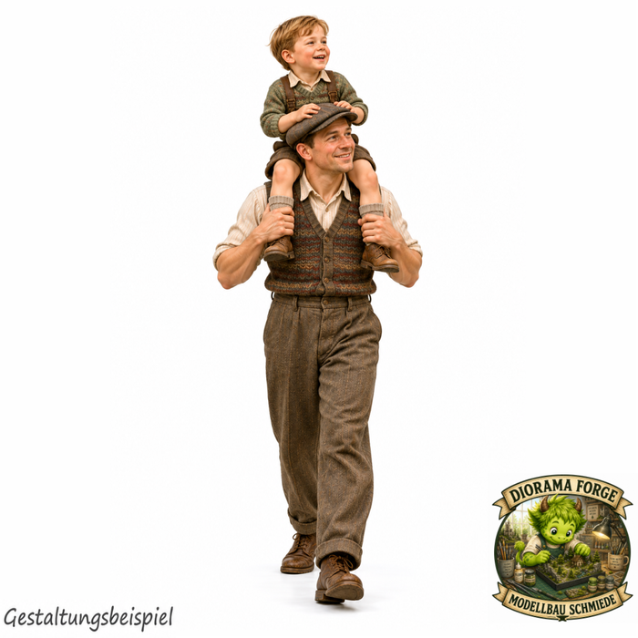 1940er Vater trägt Kind auf Schultern (DF-1400)