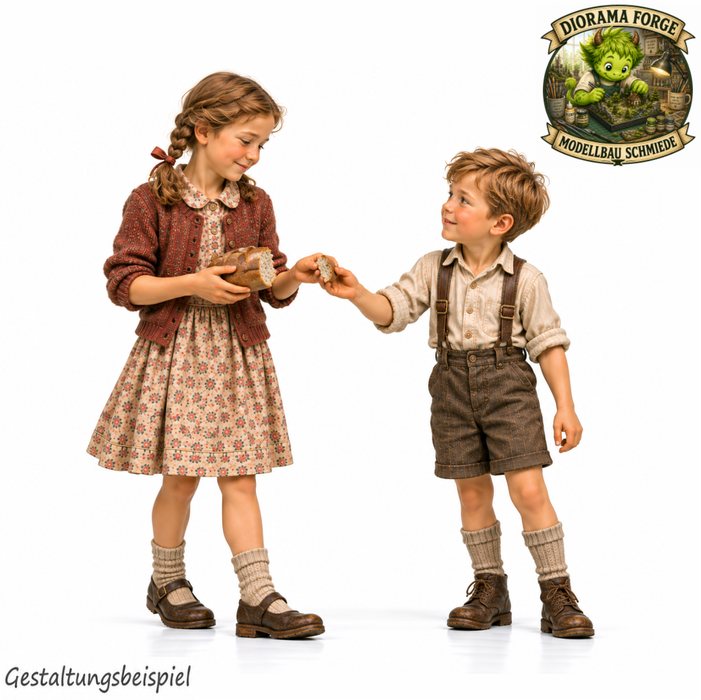 1940er Zwei Kinder teilen Brot (DF-1404)