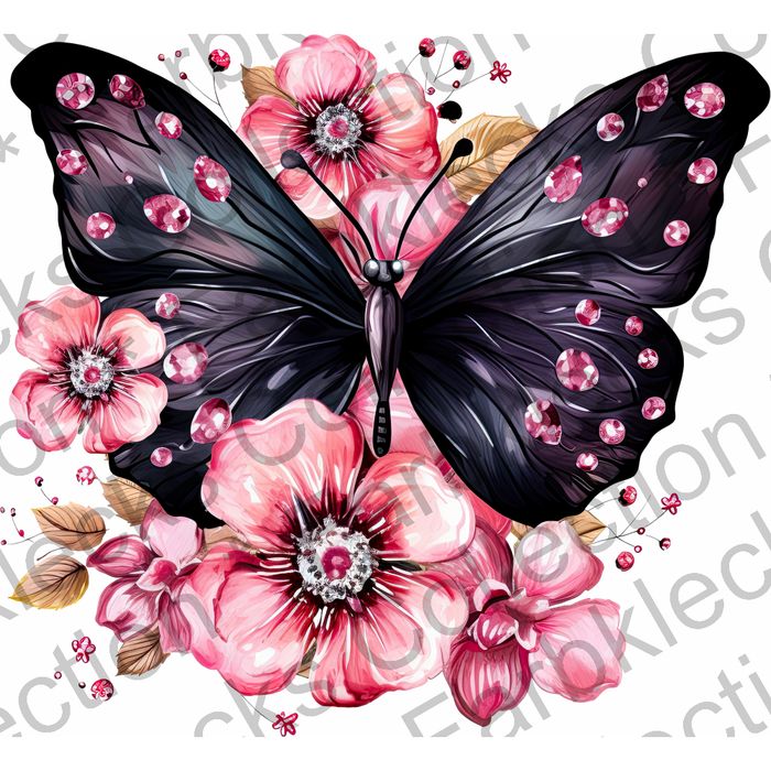 Motivtransfer 2074 Schmetterling schwarz pink