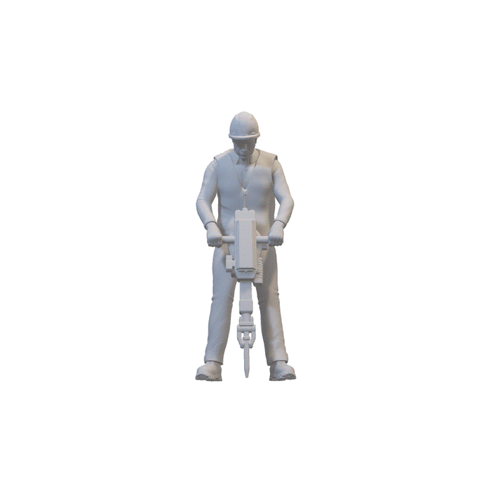 Bauarbeiter mit Presslufthammer - (3DP-228)