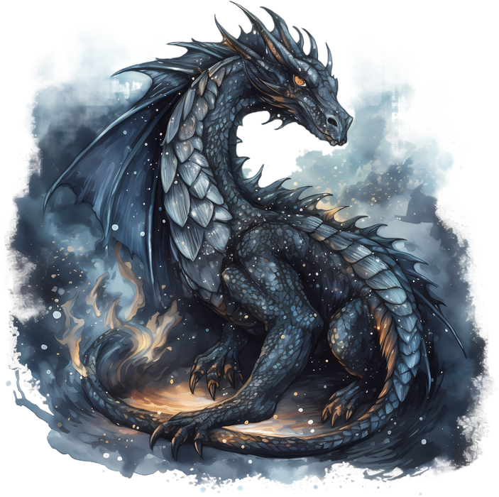 Motivtransfer 2311 Schwarzer Drache im Nebel