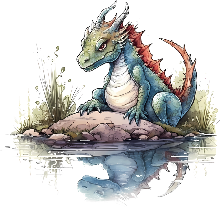 Motivtransfer 2315 Drache am Teich