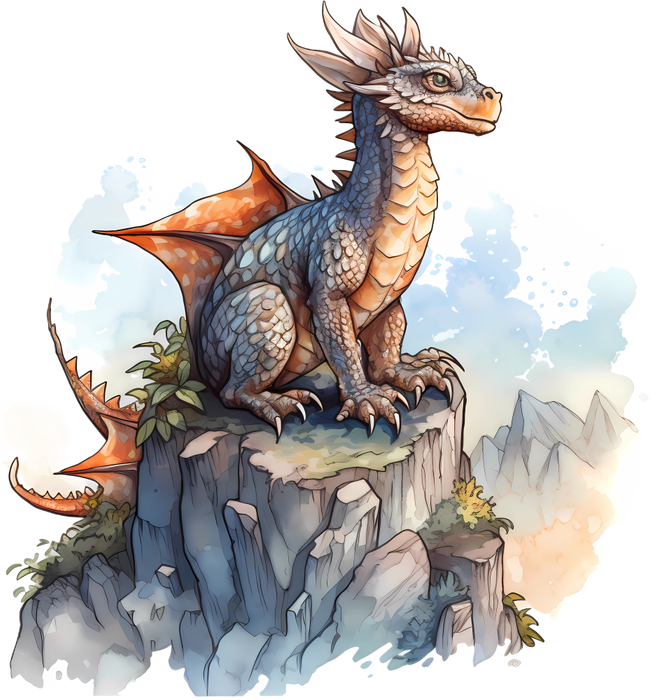 Motivtransfer 2316 Drache auf Bergplateau