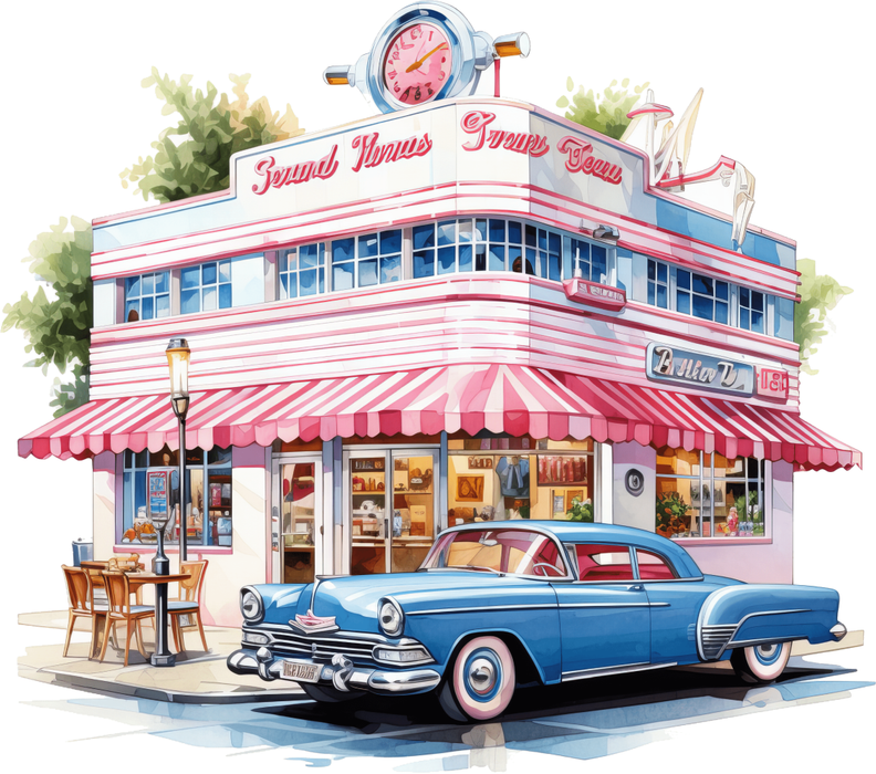 Motivtransfer 2320 American Diner mit Auto