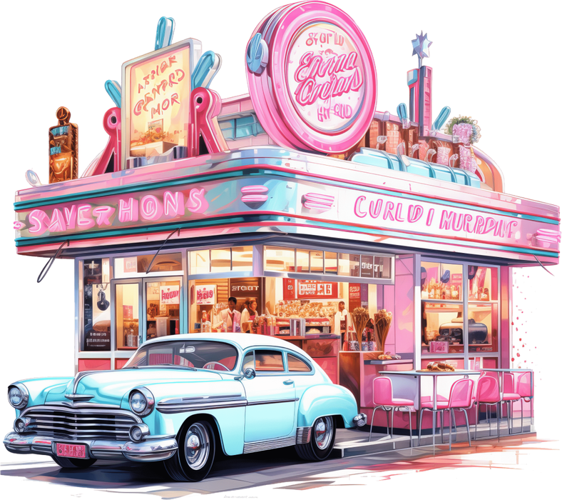 Motivtransfer 2328 American Diner rosa