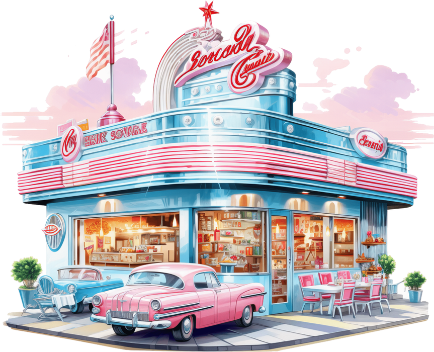 Motivtransfer 2330 American Diner an der Strasse