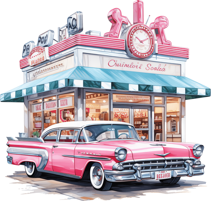 Motivtransfer 2340 Diner mit Auto