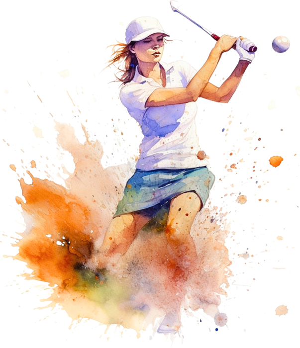 Motivtransfer 2408 Golf Spielerin am Abschlag