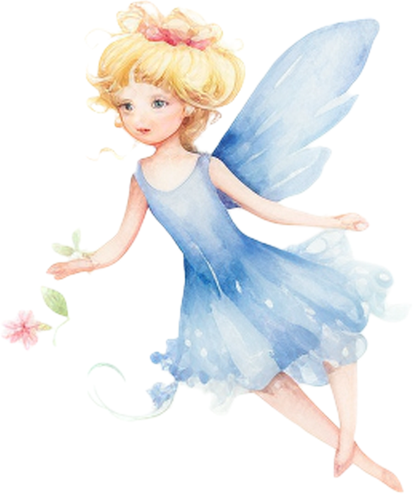 Motivtransfer 2413 Fee in blauem Kleid