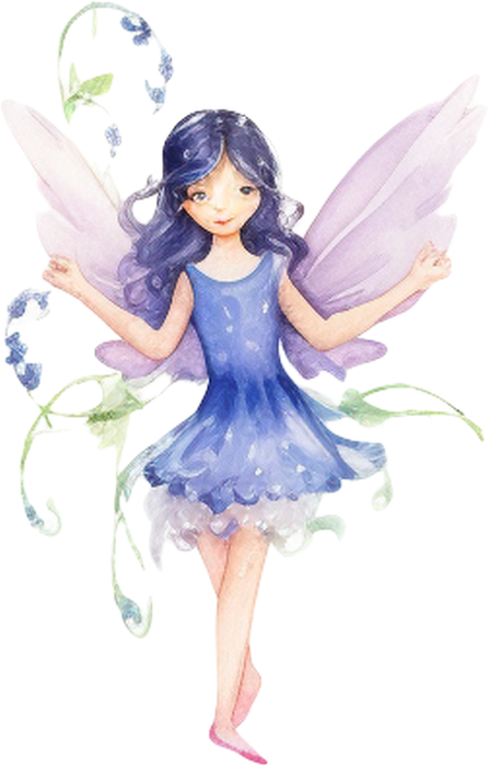 Motivtransfer 2414 Fee mit Blumen blau