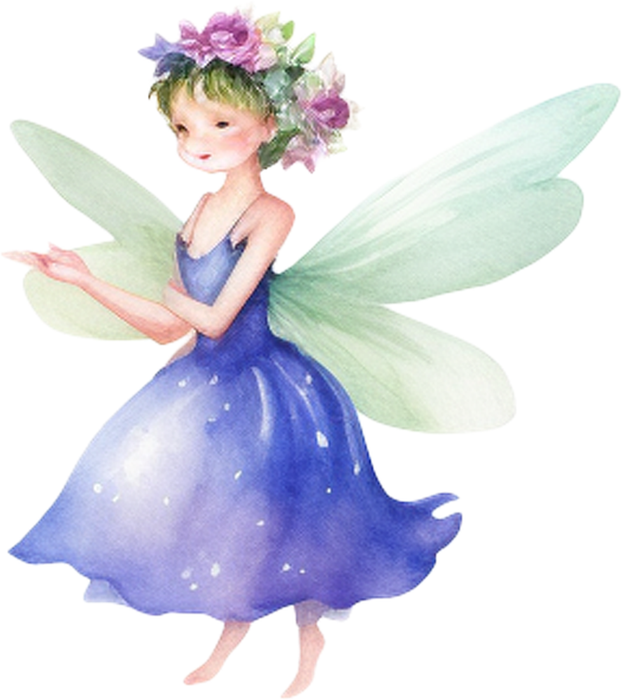 Motivtransfer 2425 Fee mit blauem Kleid