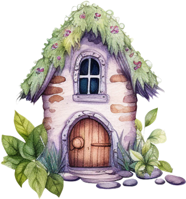 Motivtransfer 2431 Fee Haus im Garten