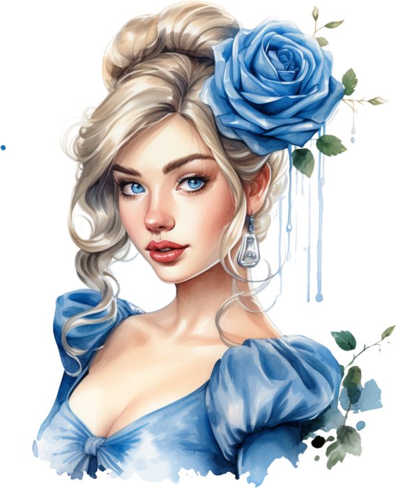 Motivtransfer 2439 Girl mit blauer Rose