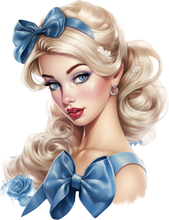 Motivtransfer 2441 Girl mit blauer Schleife