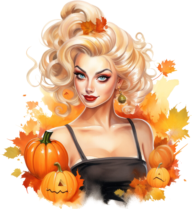 Motivtransfer 2442 Girl mit Kürbissen