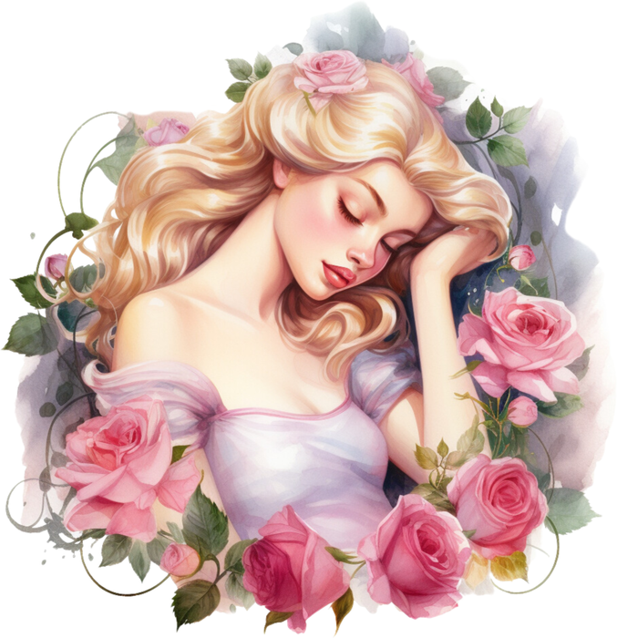 Motivtransfer 2444 Girl mit pinken Rosen