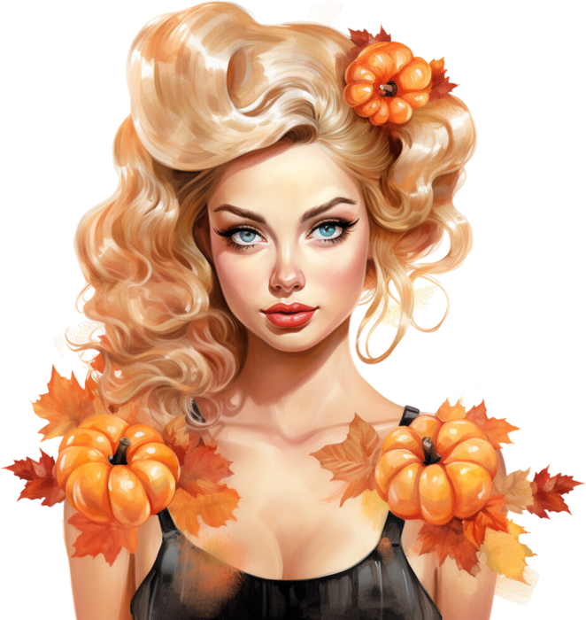 Motivtransfer 2450 Girl mit Kürbissen im Haar