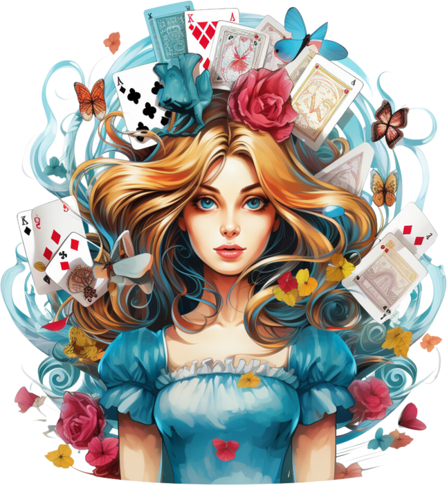 Motivtransfer 2453 Girl mit Spielkarten