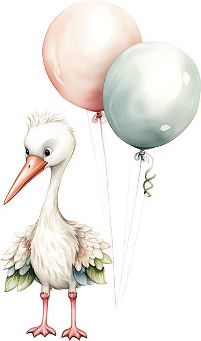 Motivtransfer 2464 Storch mit Ballons