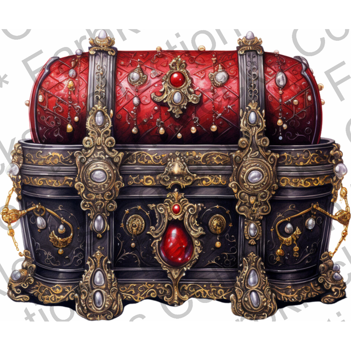 Motivtransfer 2483 Gothic Truhe mit rotem Deckel