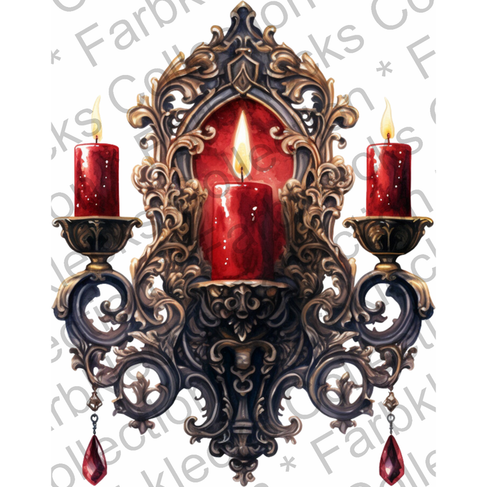 Motivtransfer 2485 Gothic Kerzen an der Wand