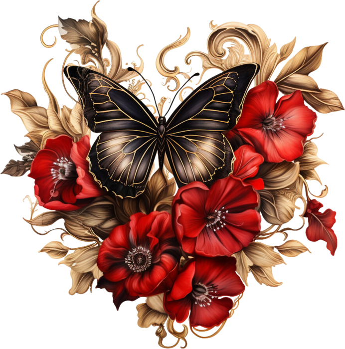 Motivtransfer 2488 Gothic Schmetterling auf Blumen