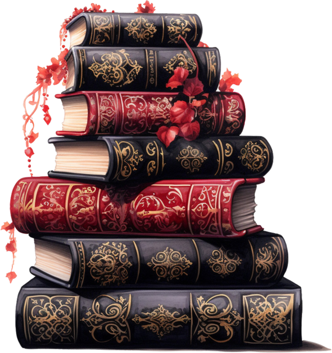 Motivtransfer 2491 Gothic Bücherstapel