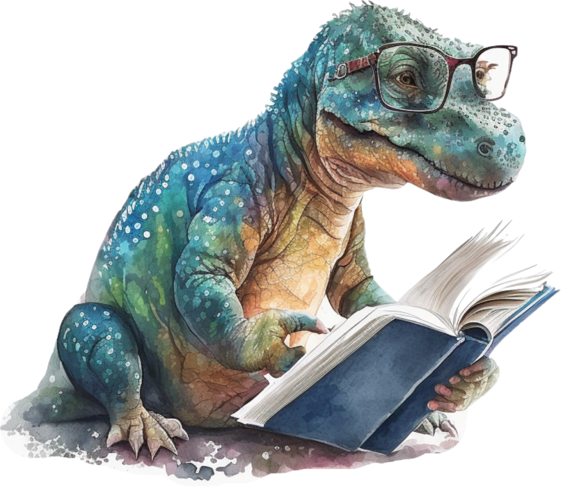Motivtransfer 2704 Echse mit Brille liest ein Buch