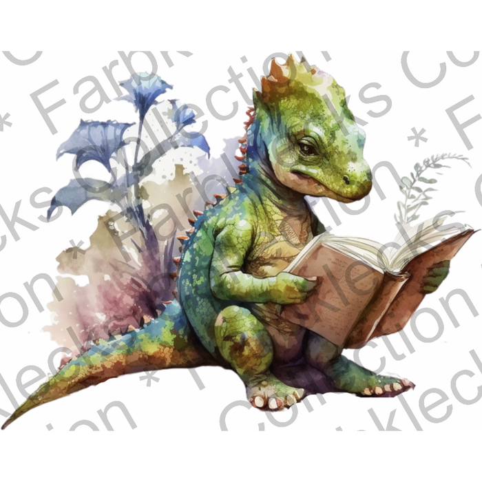 Motivtransfer 2705 Dino liest ein Buch