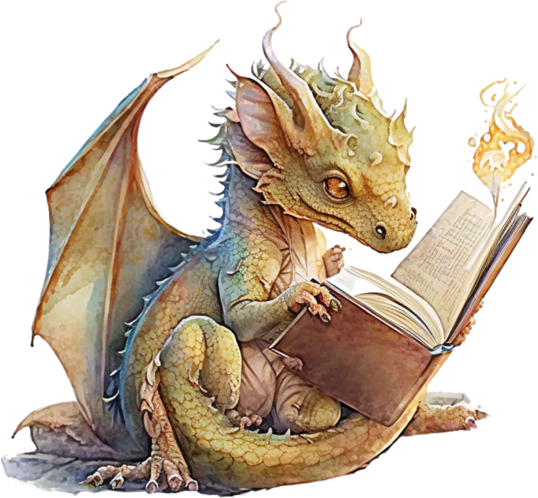 Motivtransfer 2707 Drache liest ein Buch