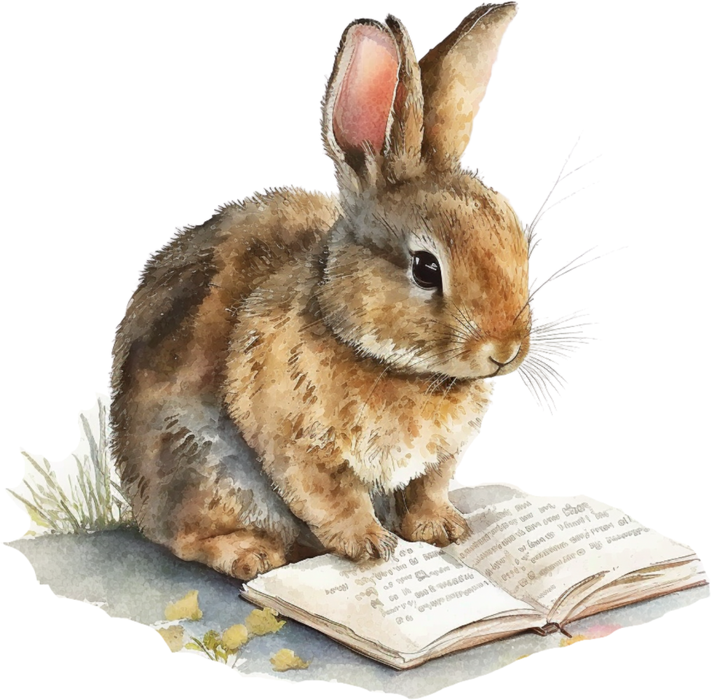 Motivtransfer 2709 Hase liest ein Buch