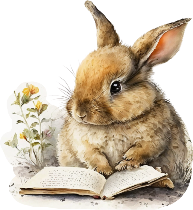 Motivtransfer 2710 Hase liest ein Buch