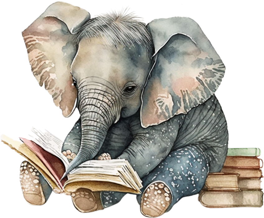 Motivtransfer 2711 Elefant liest ein Buch
