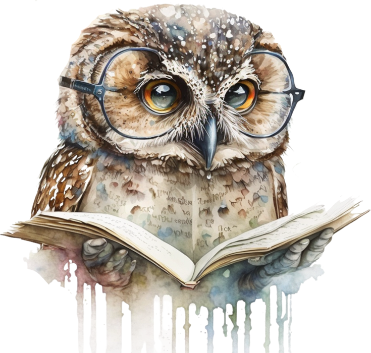 Motivtransfer 2712 Eule liest ein Buch