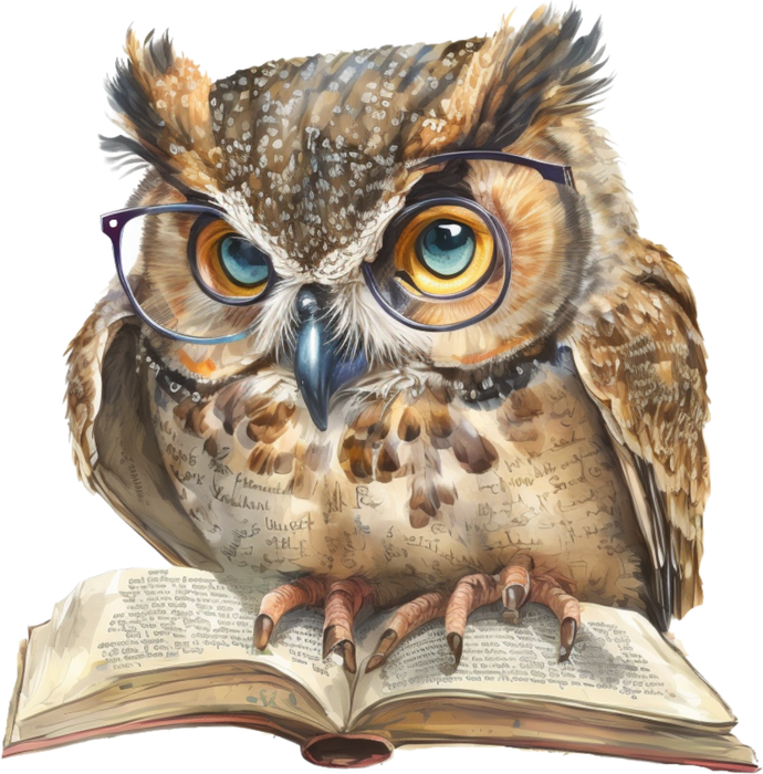 Motivtransfer 2713 Eule liest ein Buch