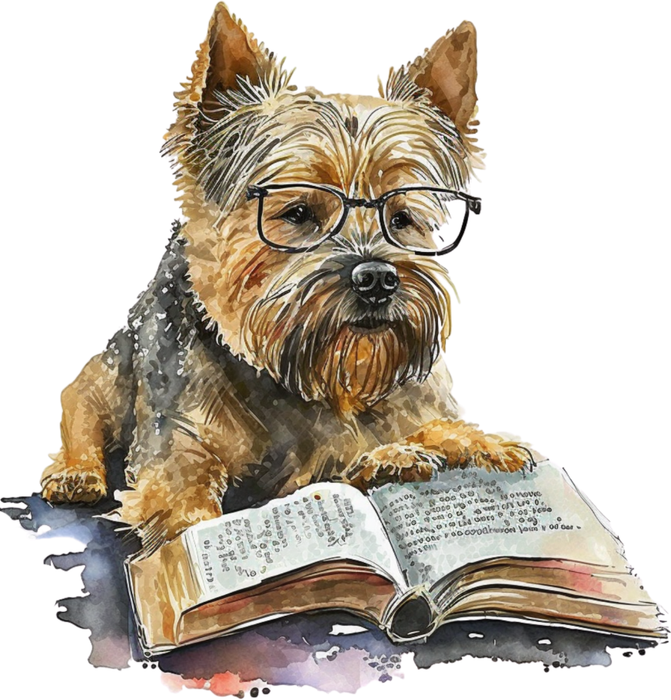Motivtransfer 2714 Yorkshire Terrier liest ein Buch